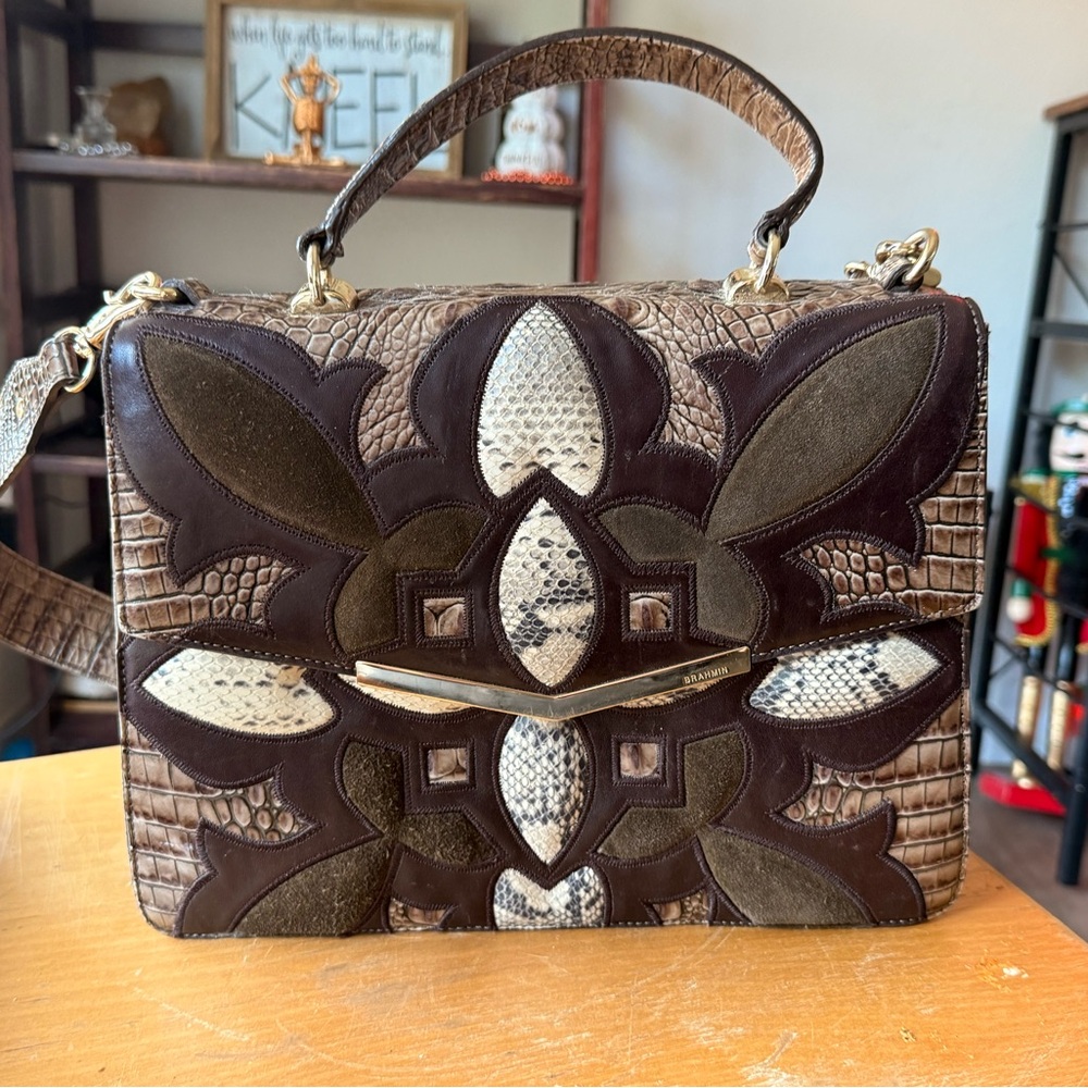 Elegant Brown and Cream Brahmin Bag
